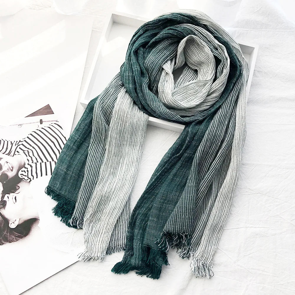 Solenne - Unisex Striped Linen Scarf