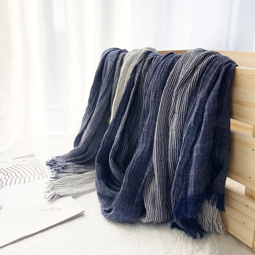 Solenne - Unisex Striped Linen Scarf