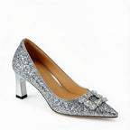 Stephanie - Women's Crystal Embellished Glitter Heels