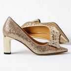 Stephanie - Women's Crystal Embellished Glitter Heels