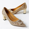 Stephanie - Women's Crystal Embellished Glitter Heels