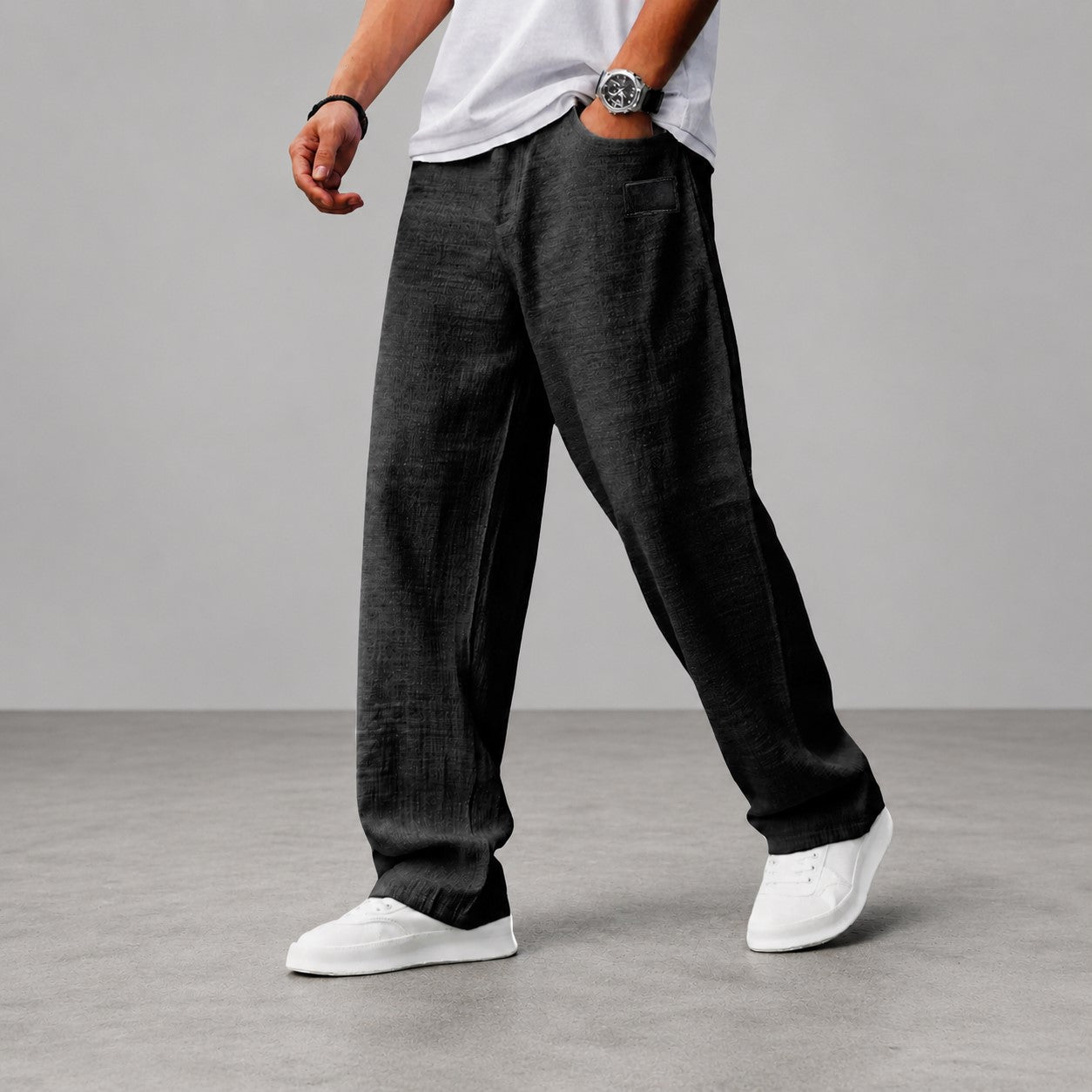 Stephen - Men's Relaxed Wide-Leg Linen Pants
