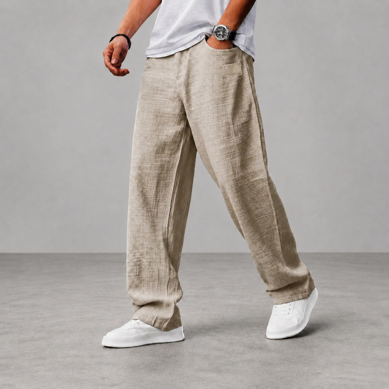 Stephen - Men's Relaxed Wide-Leg Linen Pants