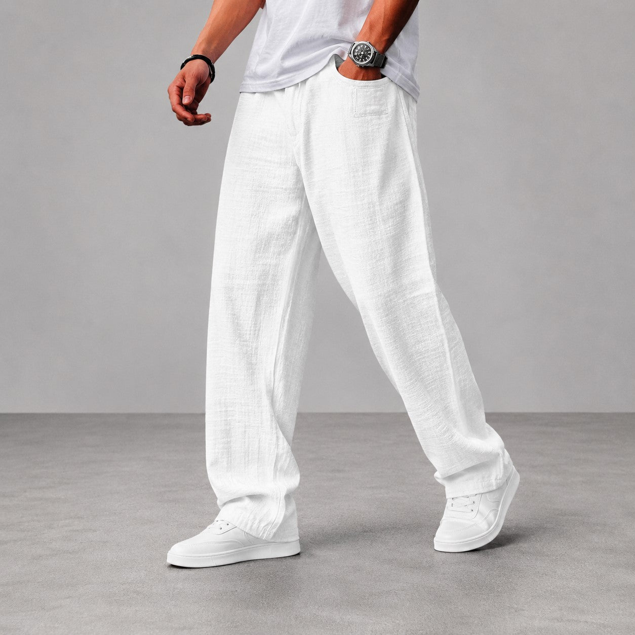 Stephen - Men's Relaxed Wide-Leg Linen Pants