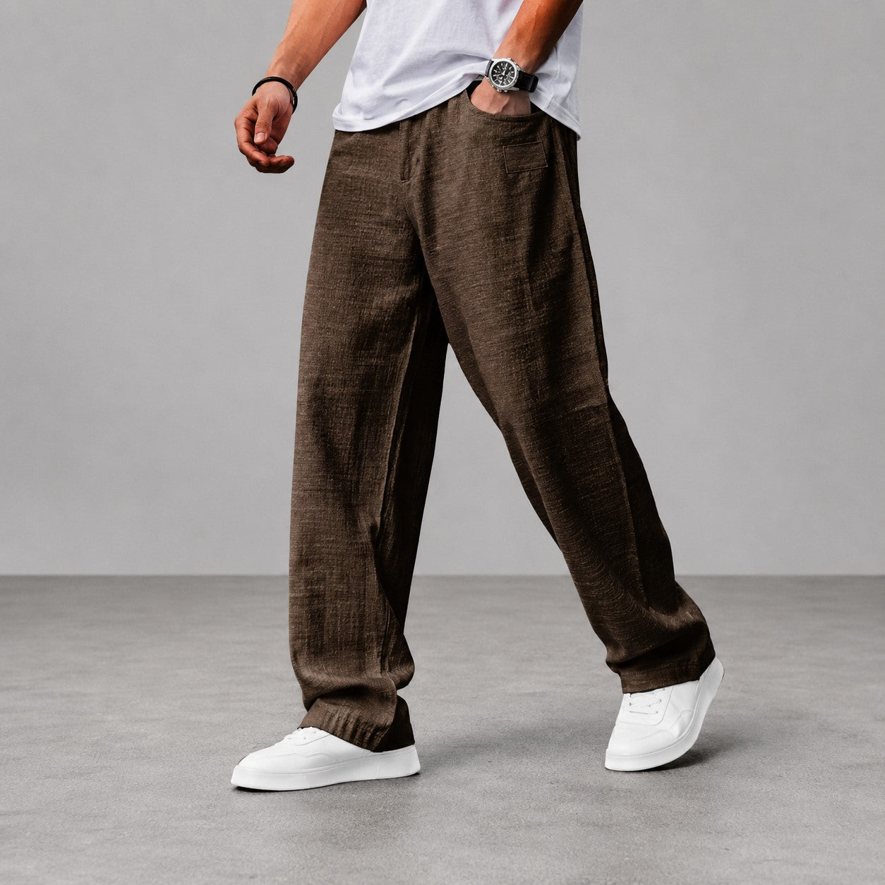 Stephen - Men's Relaxed Wide-Leg Linen Pants