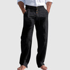 Steven - Men's Drawstring Button Waist Linen Look Pants