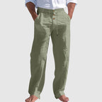 Steven - Men's Drawstring Button Waist Linen Look Pants