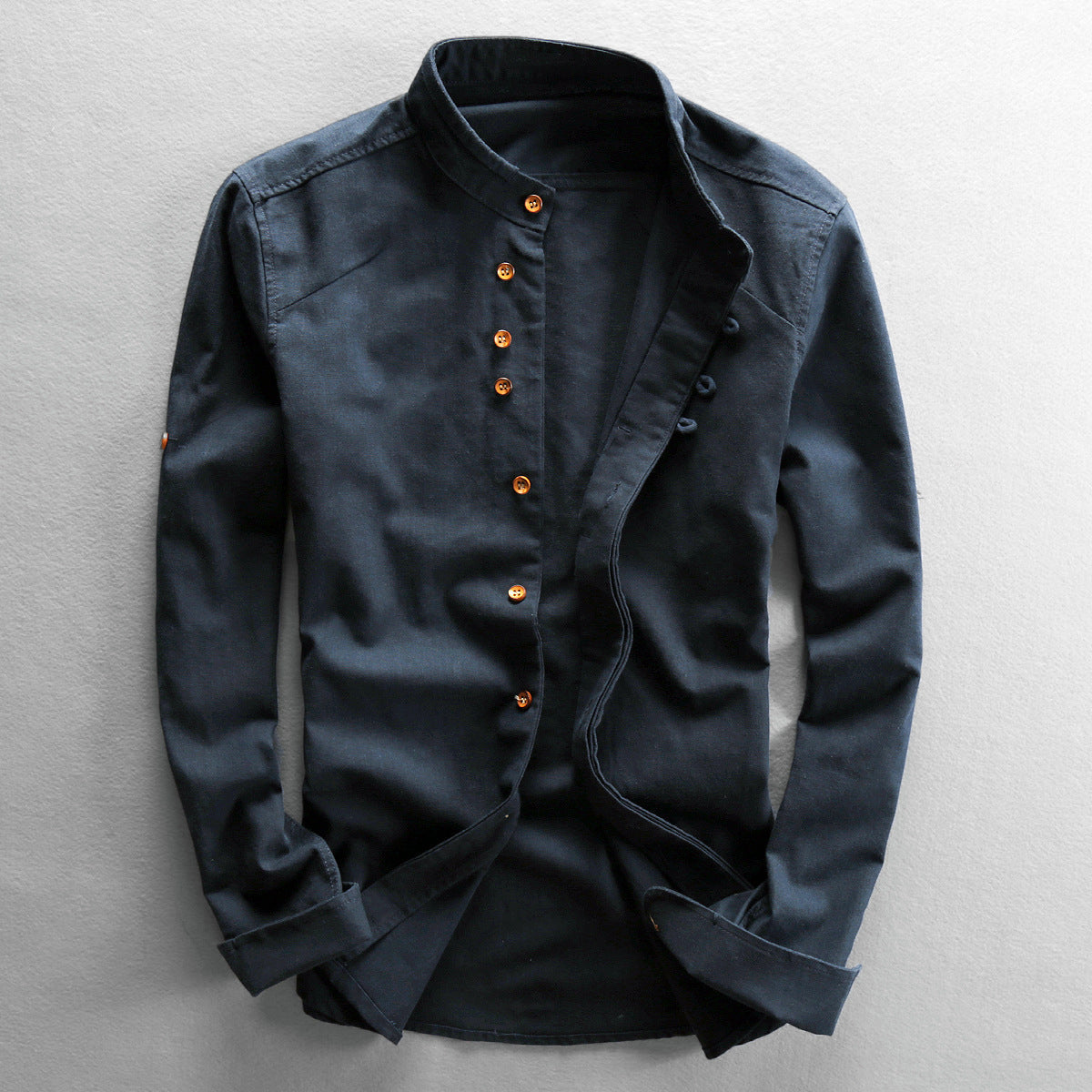 Steven - Men's Mandarin Collar Linen Button-Up Shirt