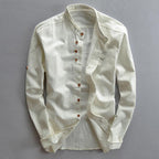 Steven - Men's Mandarin Collar Linen Button-Up Shirt