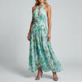 Sydney - Women’s Pleated Halter Floral Midi Dress
