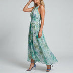 Sydney - Women’s Pleated Halter Floral Midi Dress