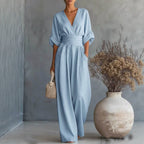 Sydney - Women's V-Neck Wide Leg Jumpsuit