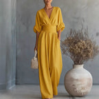 Sydney - Women's V-Neck Wide Leg Jumpsuit