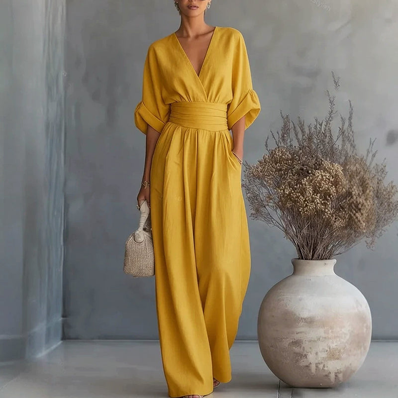 Sydney - Women's V-Neck Wide Leg Jumpsuit