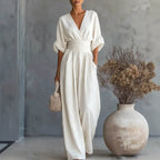 Sydney - Women's V-Neck Wide Leg Jumpsuit