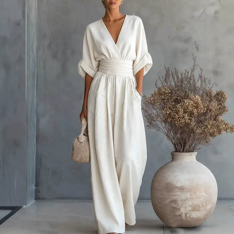 Sydney - Women's V-Neck Wide Leg Jumpsuit