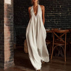 Sylvia - Women’s Boho Linen Halter Maxi Dress