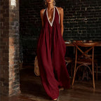 Sylvia - Women’s Boho Linen Halter Maxi Dress