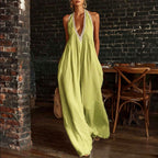 Sylvia - Women’s Boho Linen Halter Maxi Dress