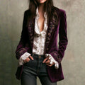 Sylvia - Women's Vintage Velvet Floral Embroidered Blazer