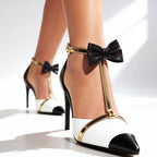 Thea - Women's Ankle-Strap Bow Detailed Pointed Toe Heels
