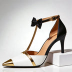 Thea - Women's Ankle-Strap Bow Detailed Pointed Toe Heels