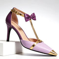 Thea - Women's Ankle-Strap Bow Detailed Pointed Toe Heels