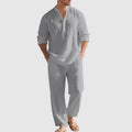 Thomas - Men's Linen Blend Band Collar Beach Set