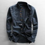 Thomas - Men's Mandarin Collar Linen Button-Up Shirt
