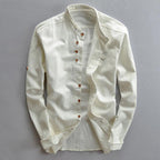 Thomas - Men's Mandarin Collar Linen Button-Up Shirt