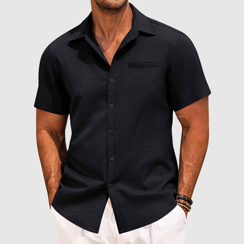 Travis - Men's Casual Short Sleeve Button-Down Shirt