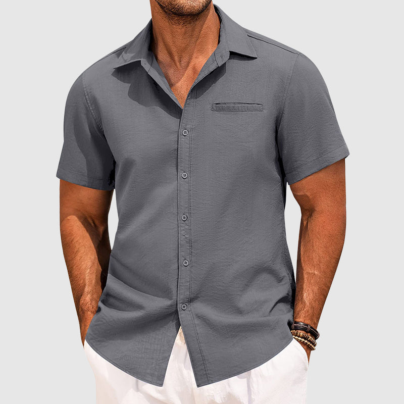 Travis - Men's Casual Short Sleeve Button-Down Shirt