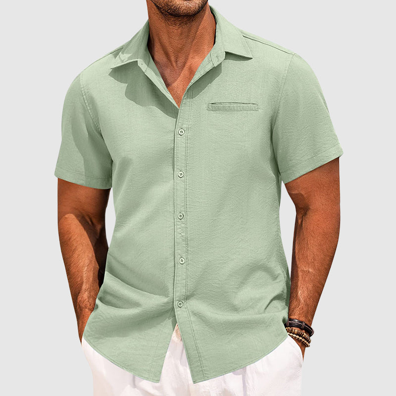 Travis - Men's Casual Short Sleeve Button-Down Shirt