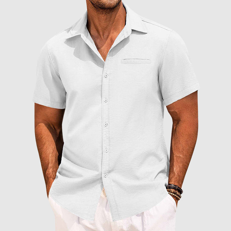 Travis - Men's Casual Short Sleeve Button-Down Shirt