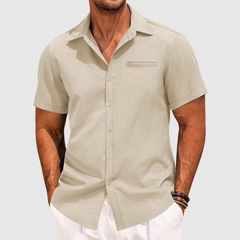 Travis - Men's Casual Short Sleeve Button-Down Shirt
