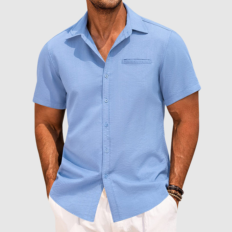 Travis - Men's Casual Short Sleeve Button-Down Shirt
