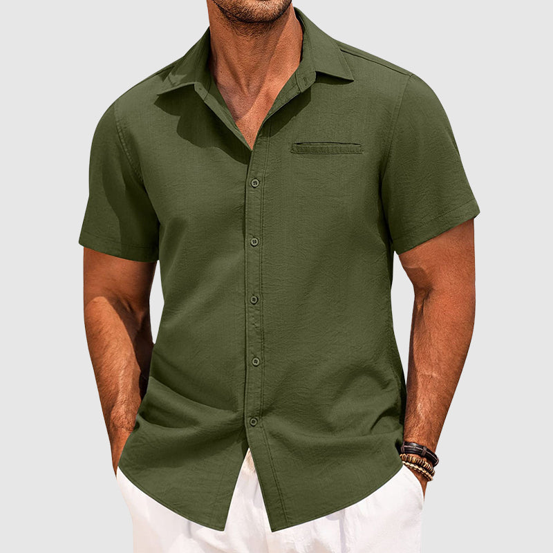 Travis - Men's Casual Short Sleeve Button-Down Shirt