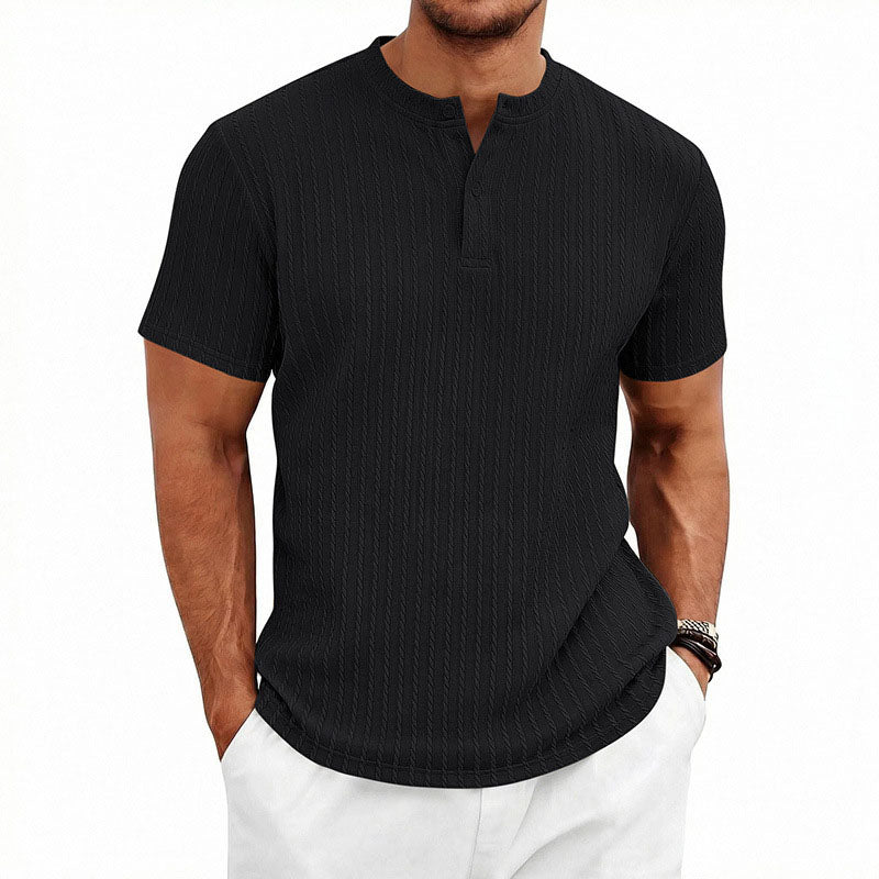 Turner - Men's Textured Band Collar Henley T-Shirt