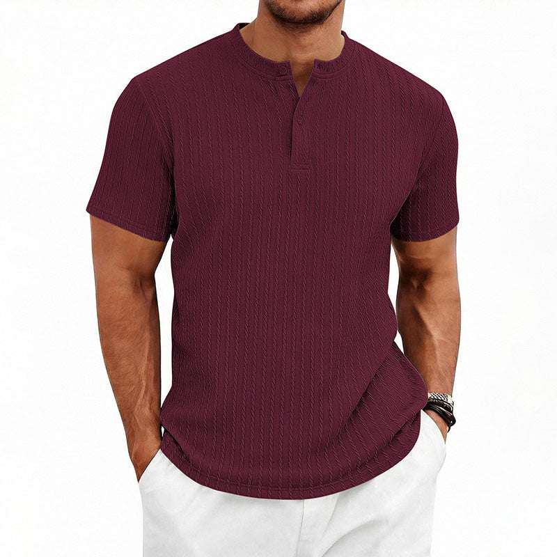 Turner - Men's Textured Band Collar Henley T-Shirt