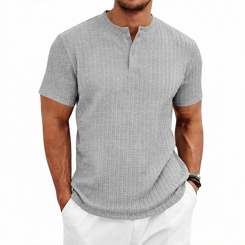 Turner - Men's Textured Band Collar Henley T-Shirt