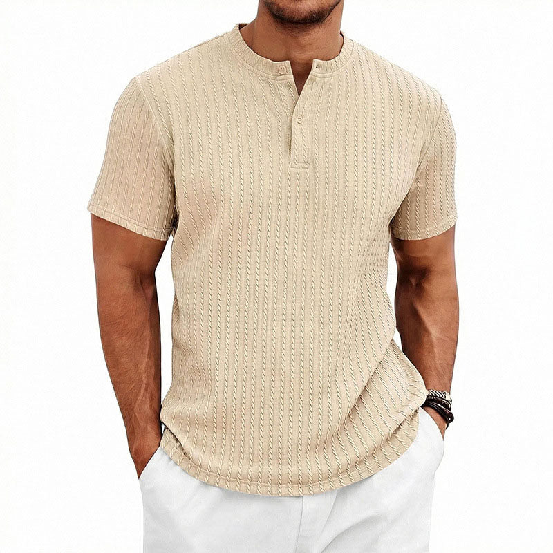 Turner - Men's Textured Band Collar Henley T-Shirt