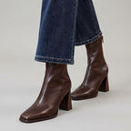 Tyla - Women's Flared Block Heel Ankle Boots with Square Toe 1