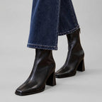 Tyla - Women's Flared Block Heel Ankle Boots with Square Toe 2
