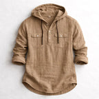 Tyler - Men's Relaxed Fit Hooded Cotton Shirt with Pockets
