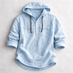 Tyler - Men's Relaxed Fit Hooded Cotton Shirt with Pockets