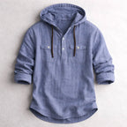 Tyler - Men's Relaxed Fit Hooded Cotton Shirt with Pockets