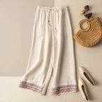 Valeria - Boho Embroidered Wide-Leg Drawstring Pants