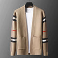 Van - Men's Open Front Knit Cardigan with Striped Sleeves