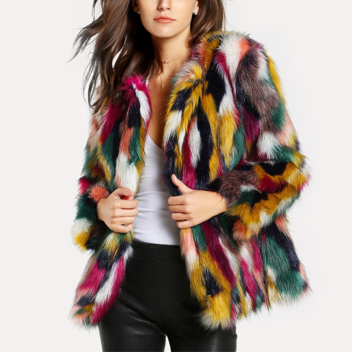Vanessa - Women's Patchwork Faux-Fur Statement Coat