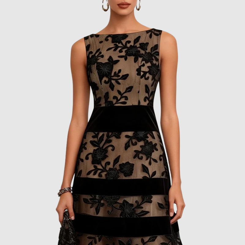 Viola - Women’s Sleeveless Embroidered Midi Dress